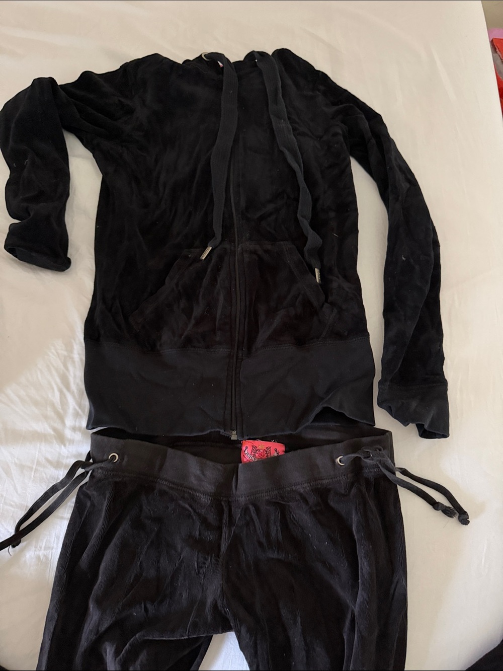 Juicy Couture Black Velour Zip Hoodie & Drawstring Joggers